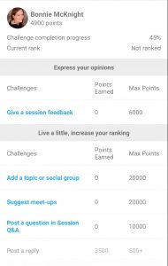 Screenshot of Whova virtual point earning